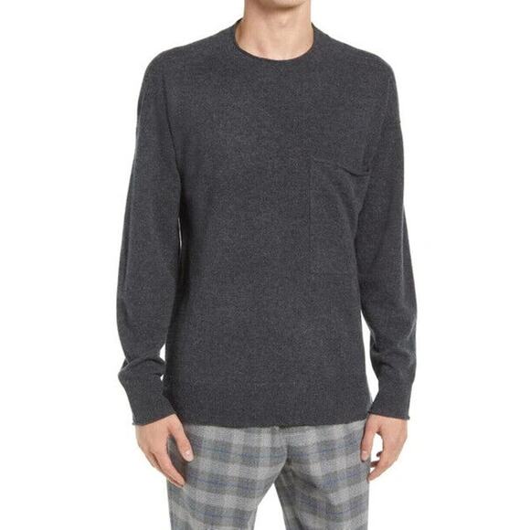 OPEN EDIT NEW $89 Wool Cashmere Pullover Sweater Charcoal Heather Men's Large - Picture 1 of 8